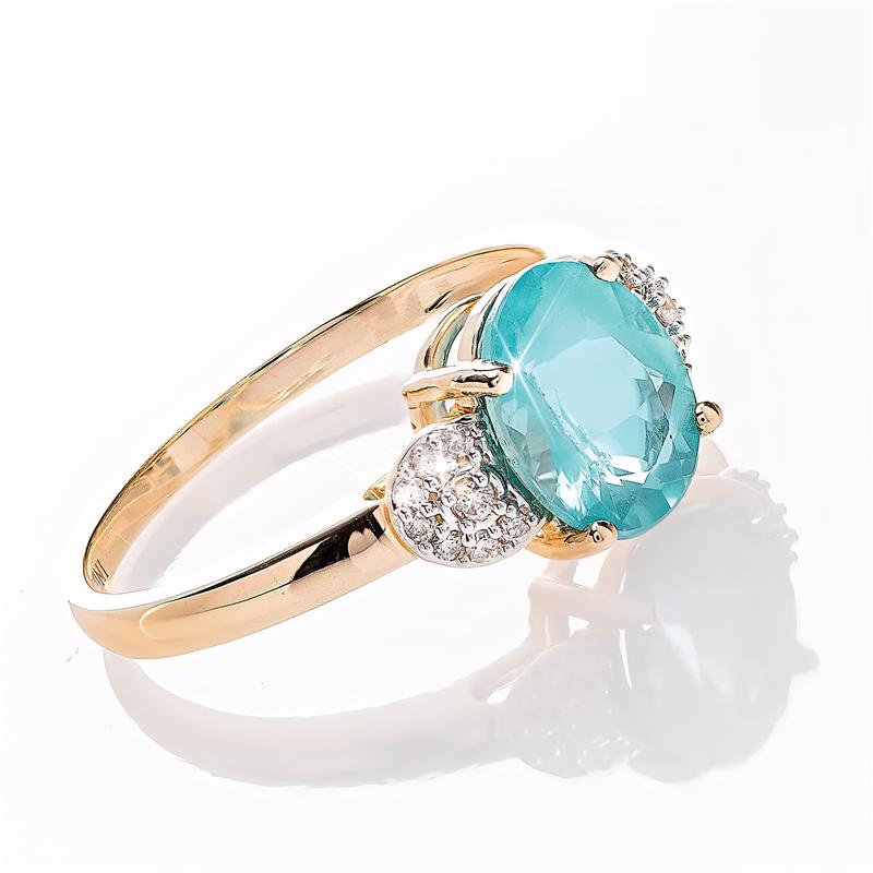 14K Yellow Gold Apatite and Diamond Ring (1.625 ctw)